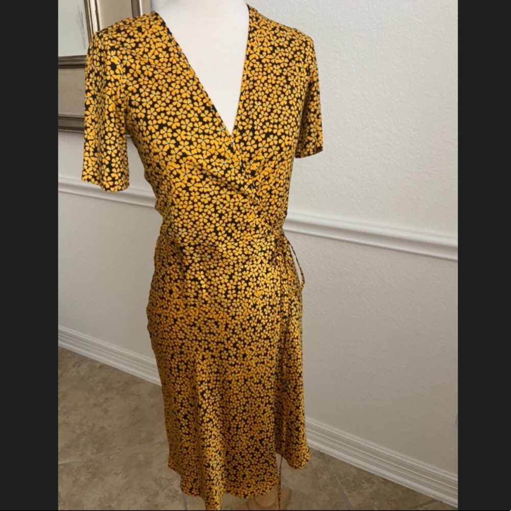 Diane Von Furstenberg A/S Flare Wrap Dress Pearson Marigold Size 0 NWT